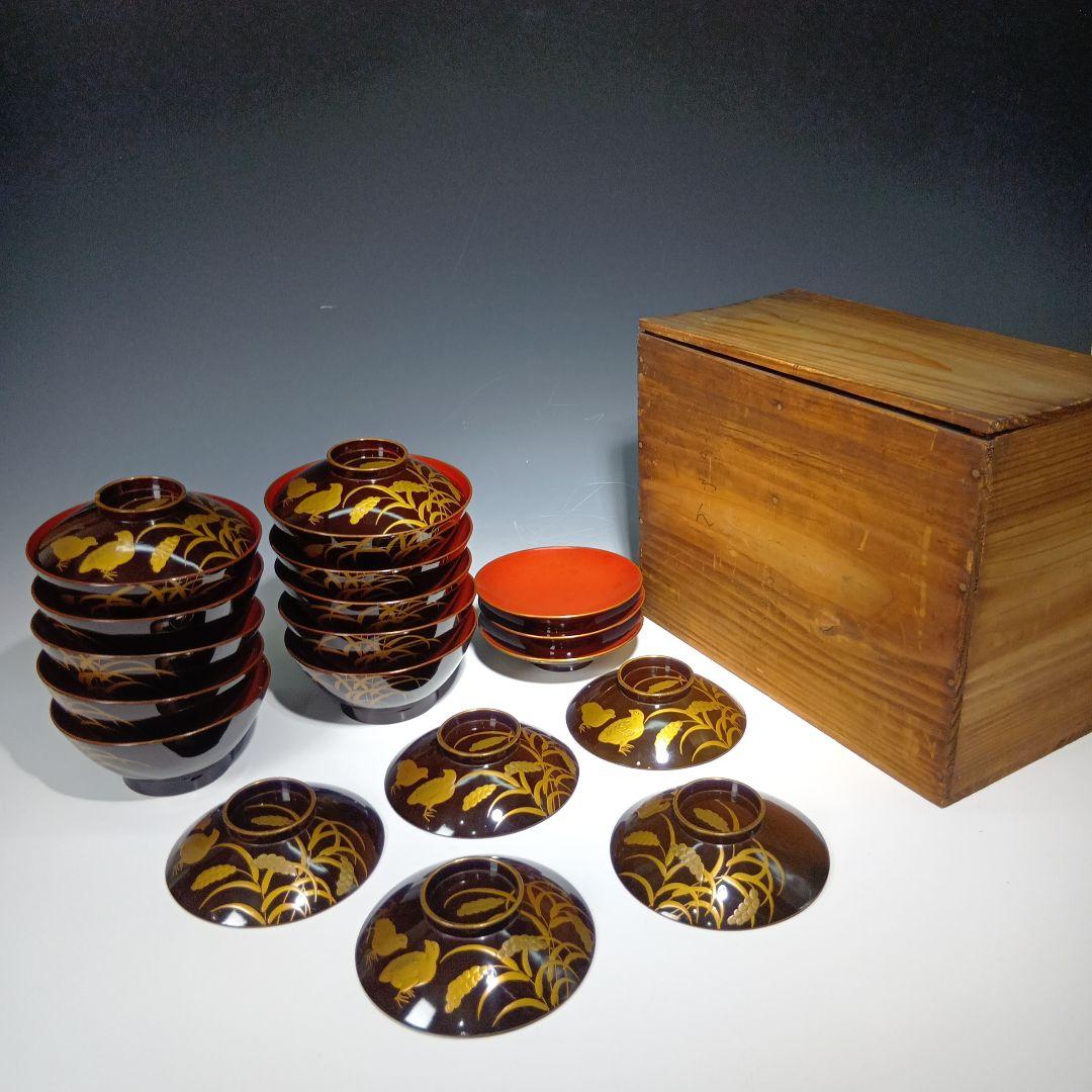 値下げ時代物　蒔絵吸物椀10客