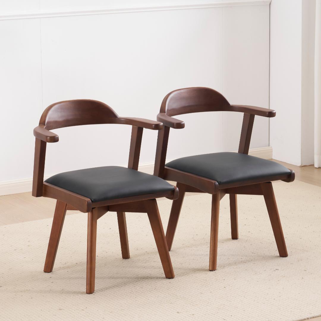 【2脚】ダイニングチェア 2脚セット ト対応 肘付き 食卓椅子