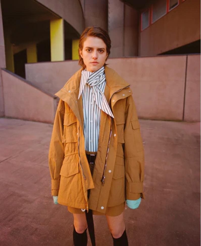 【新品】Plan C ストールドッキングノーカラーストライプシャツ 42