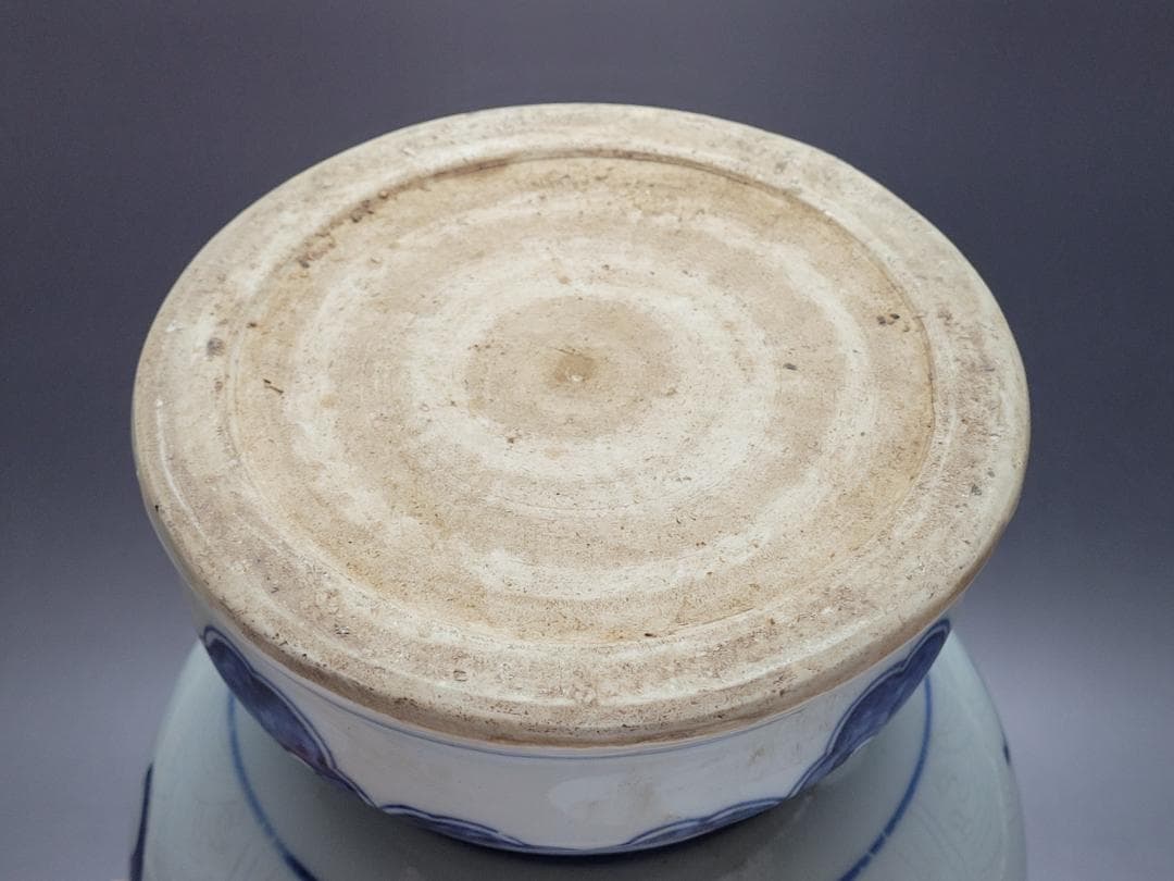 染付 龍神獣紋 球型 花瓶 明清時代 高さ約21.4cm