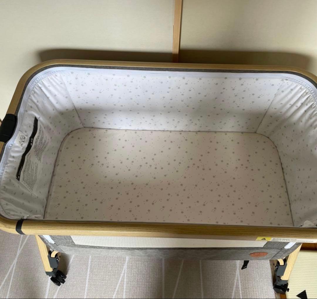 HZDMJ ベビーベッド　添い寝ベッド　グレー　移動式