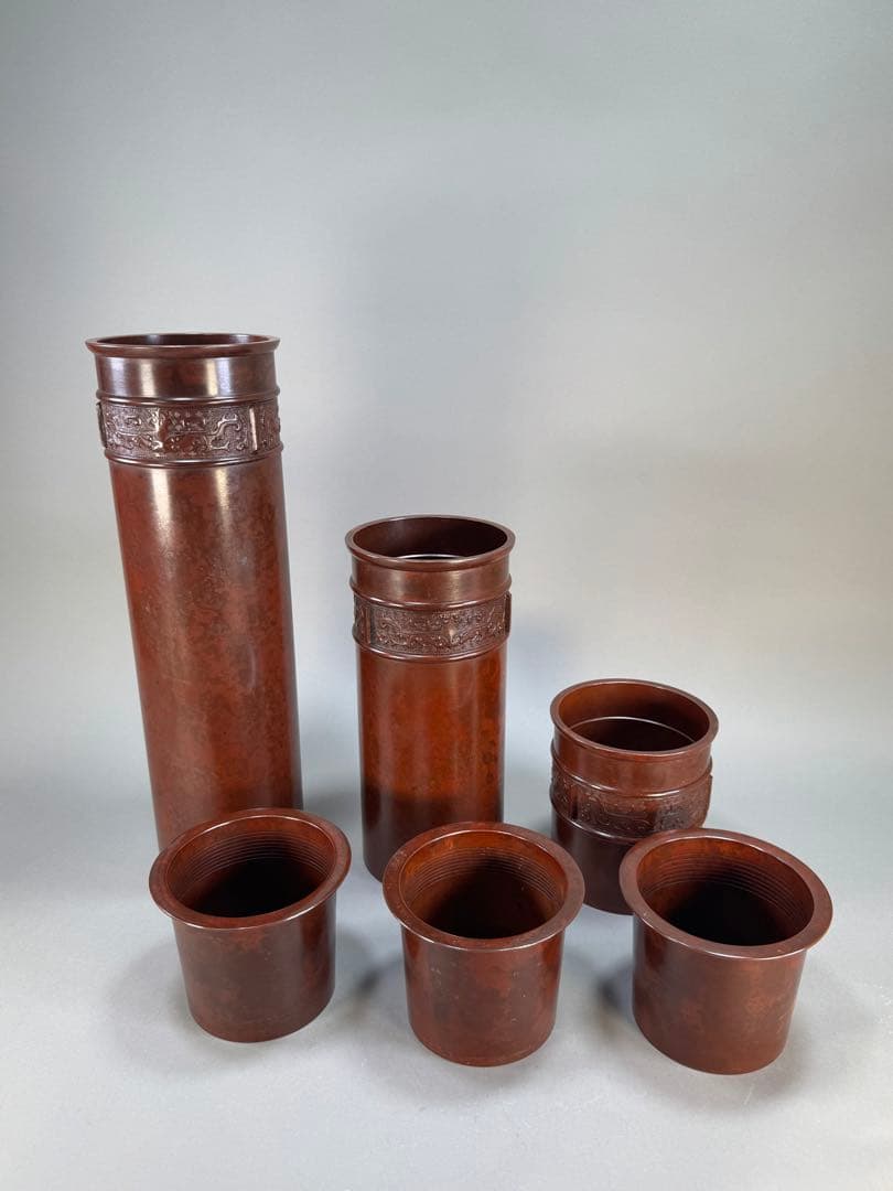 いけばな　唐銅　鋳銅　三寄寸胴花器　古流　池坊　未生流　龍生派　銅花瓶　華道具