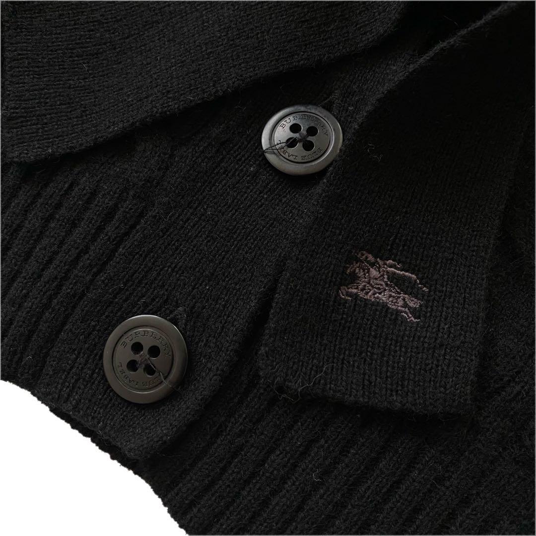 美品 バーバリーブルーレーベル フォックスファー ニット カーディガン 38 黒