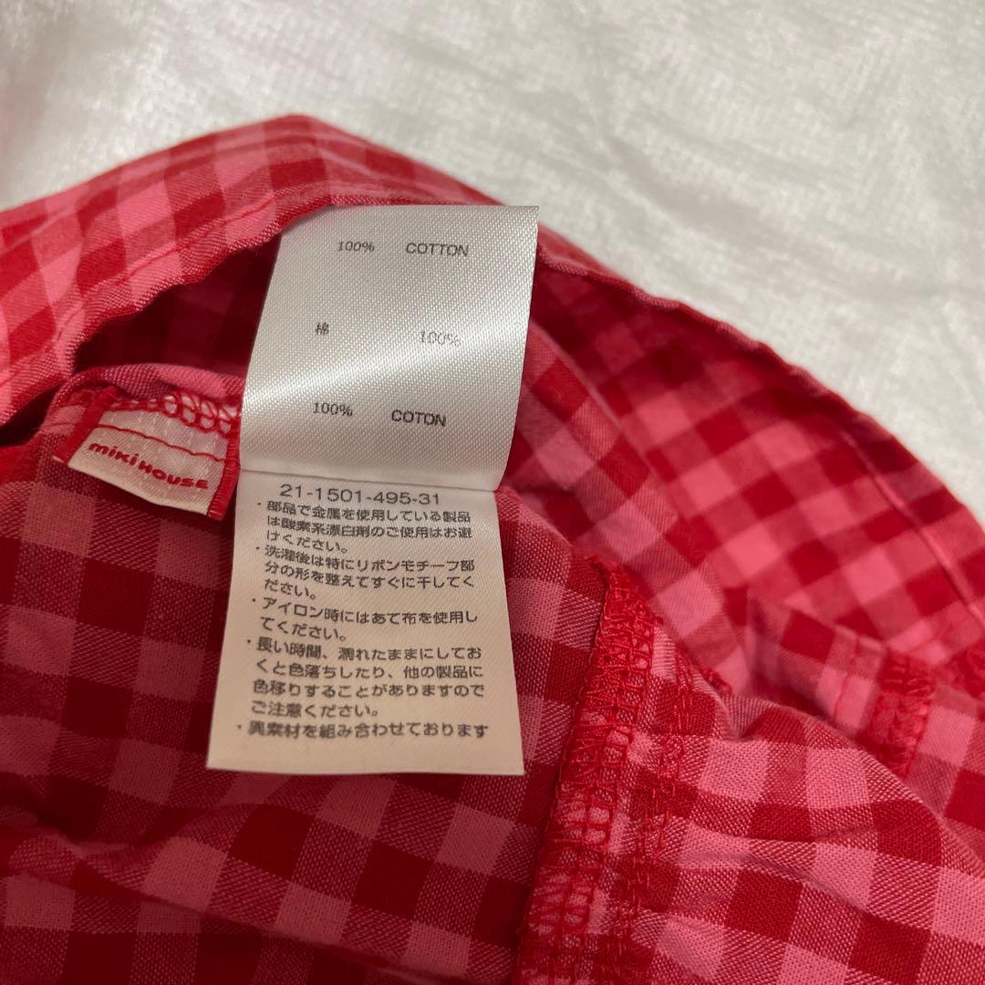 【チエコサク】チェック柄スカート付きロンパース　M(80〜90)