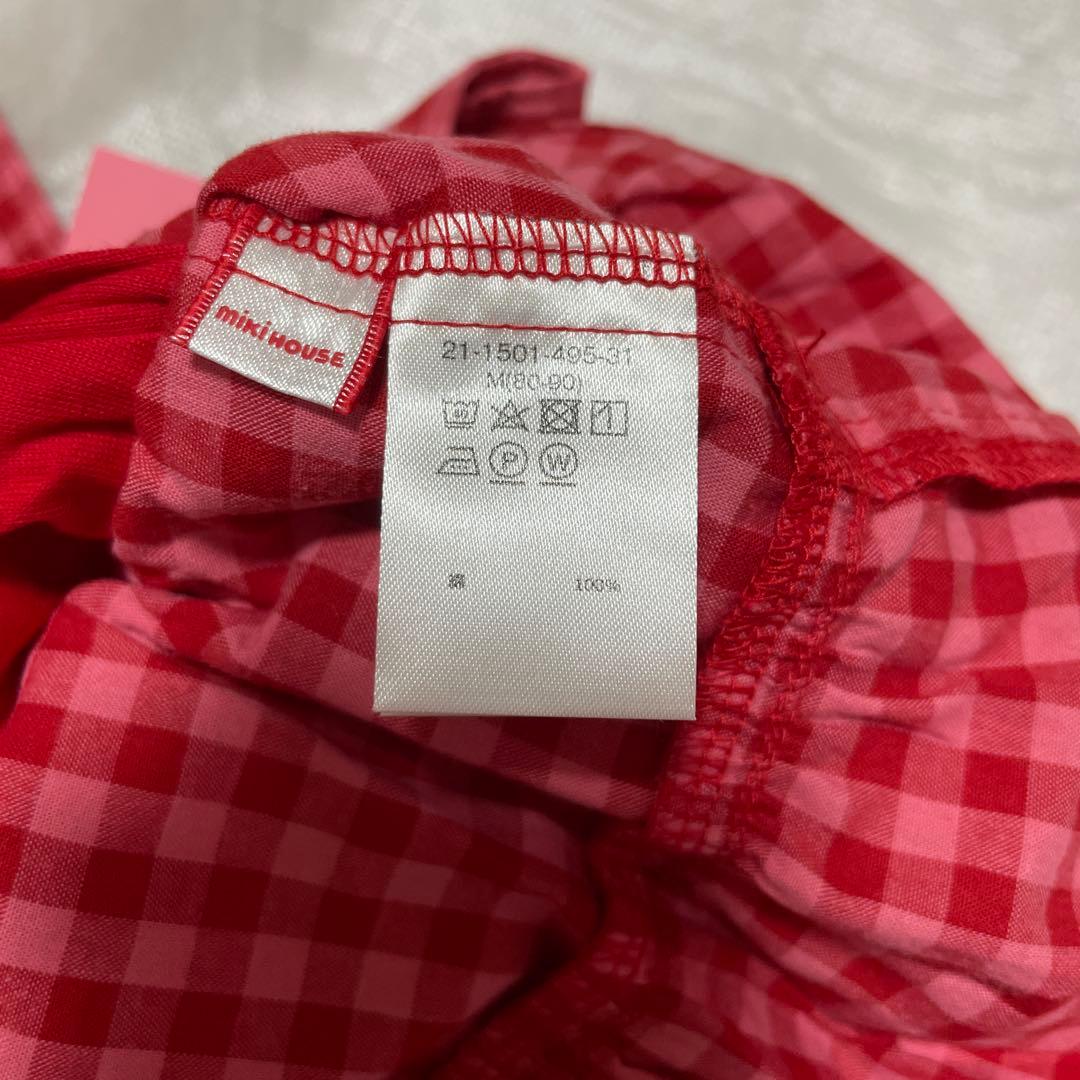 【チエコサク】チェック柄スカート付きロンパース　M(80〜90)