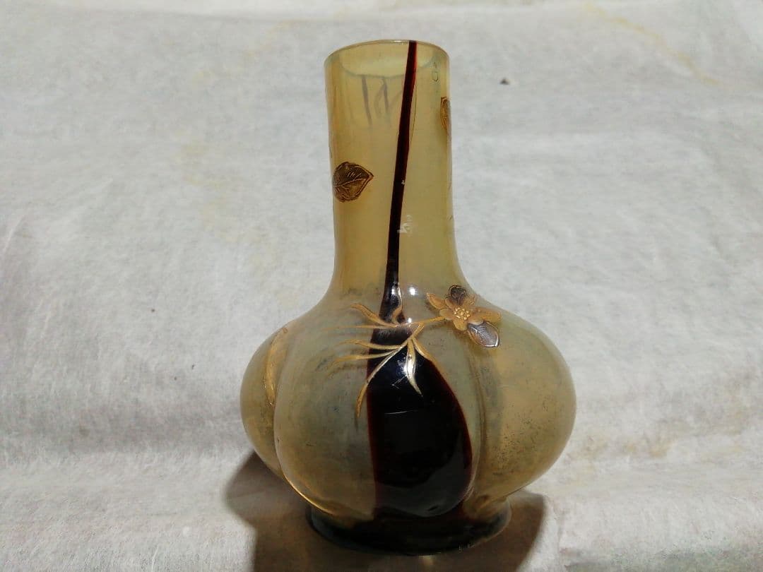 ♪時代ガラス一輪挿し キズ 高蒔絵