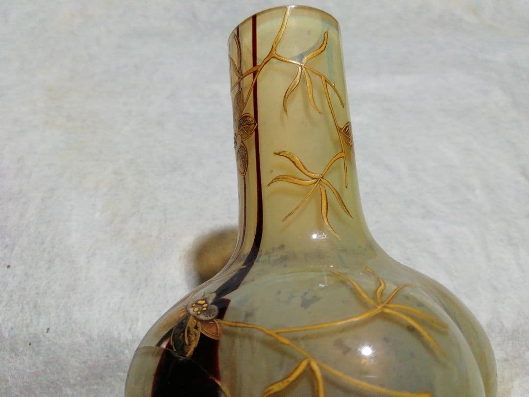 ♪時代ガラス一輪挿し キズ 高蒔絵