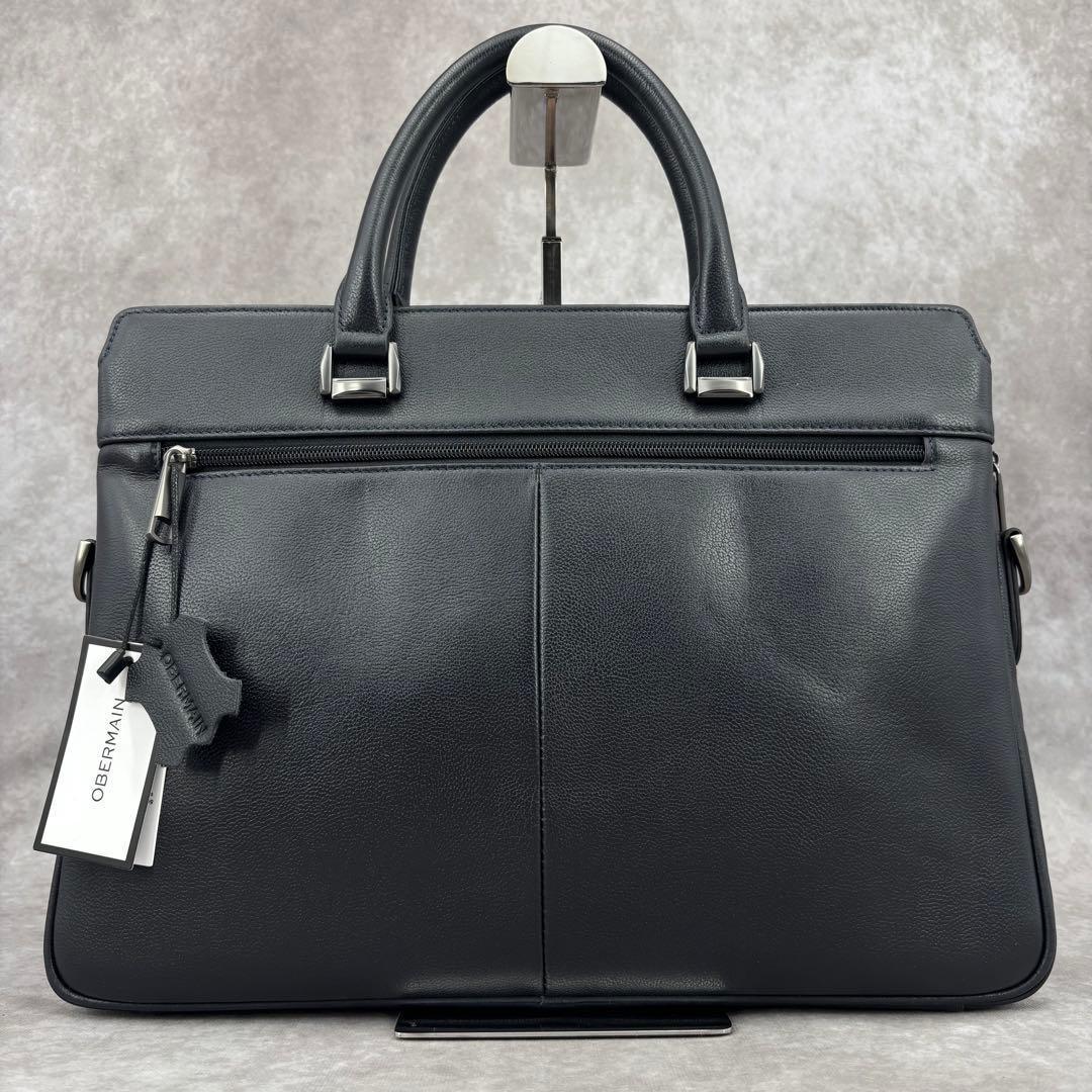 【美品✨】OBERMAIN 2way ビジネスバッグ ブリーフケース レザー 黒