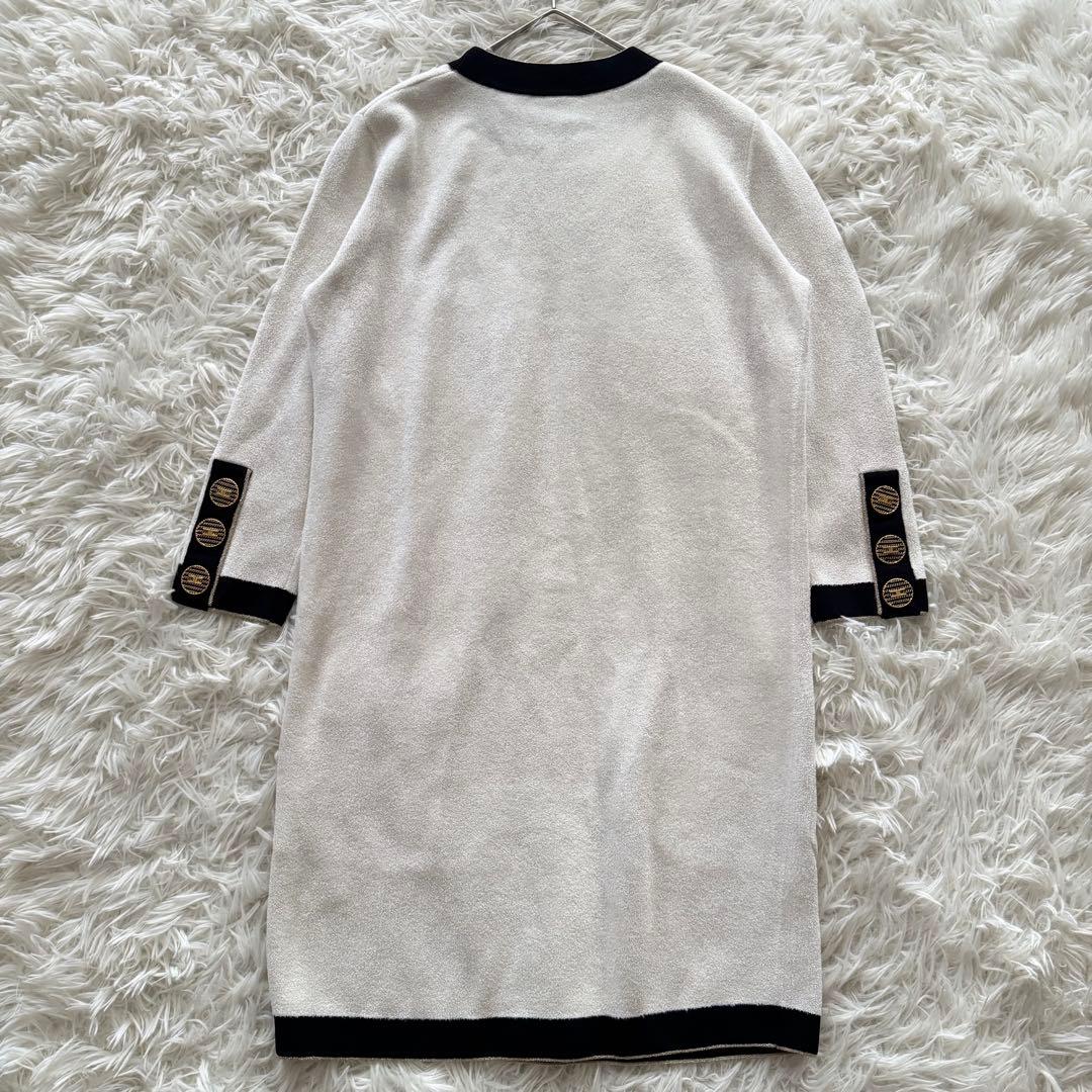 【エリザベッタフランキ】ワンピース　ロゴボタン　金ボタン　バイカラー　白　黒