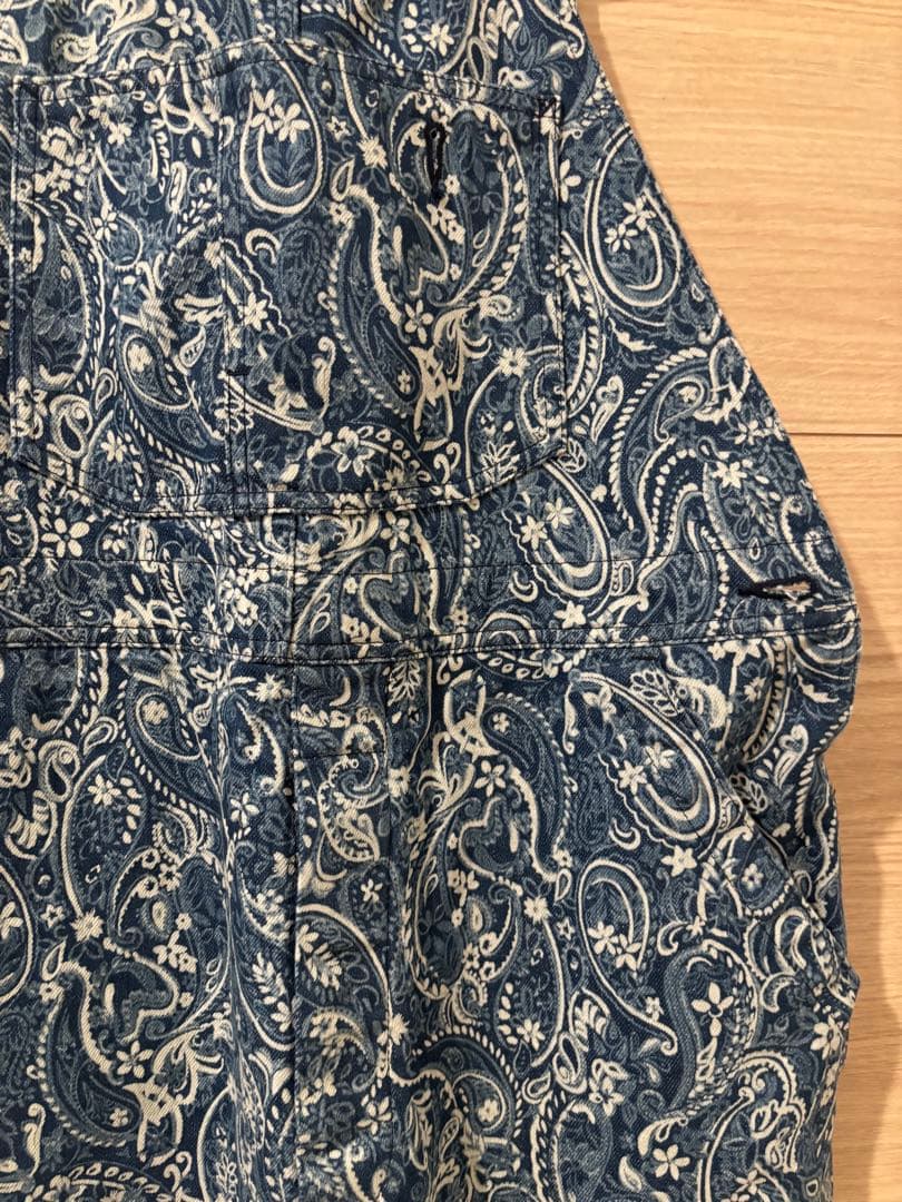 ジョンブル　京都バッセン　ネイビー ペイズリー柄 オーバーオール