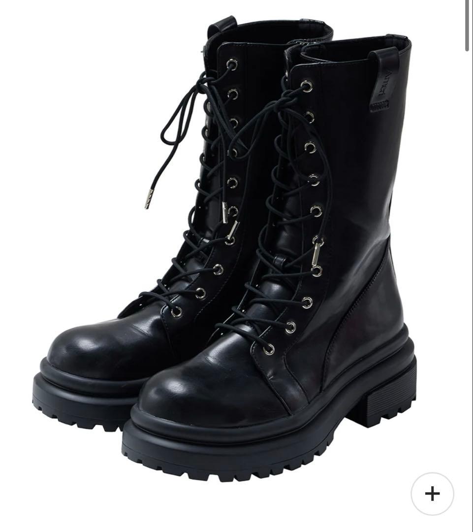 【美品】Ameri/LACE UP TANK SOLE BOOTS/ブラック S