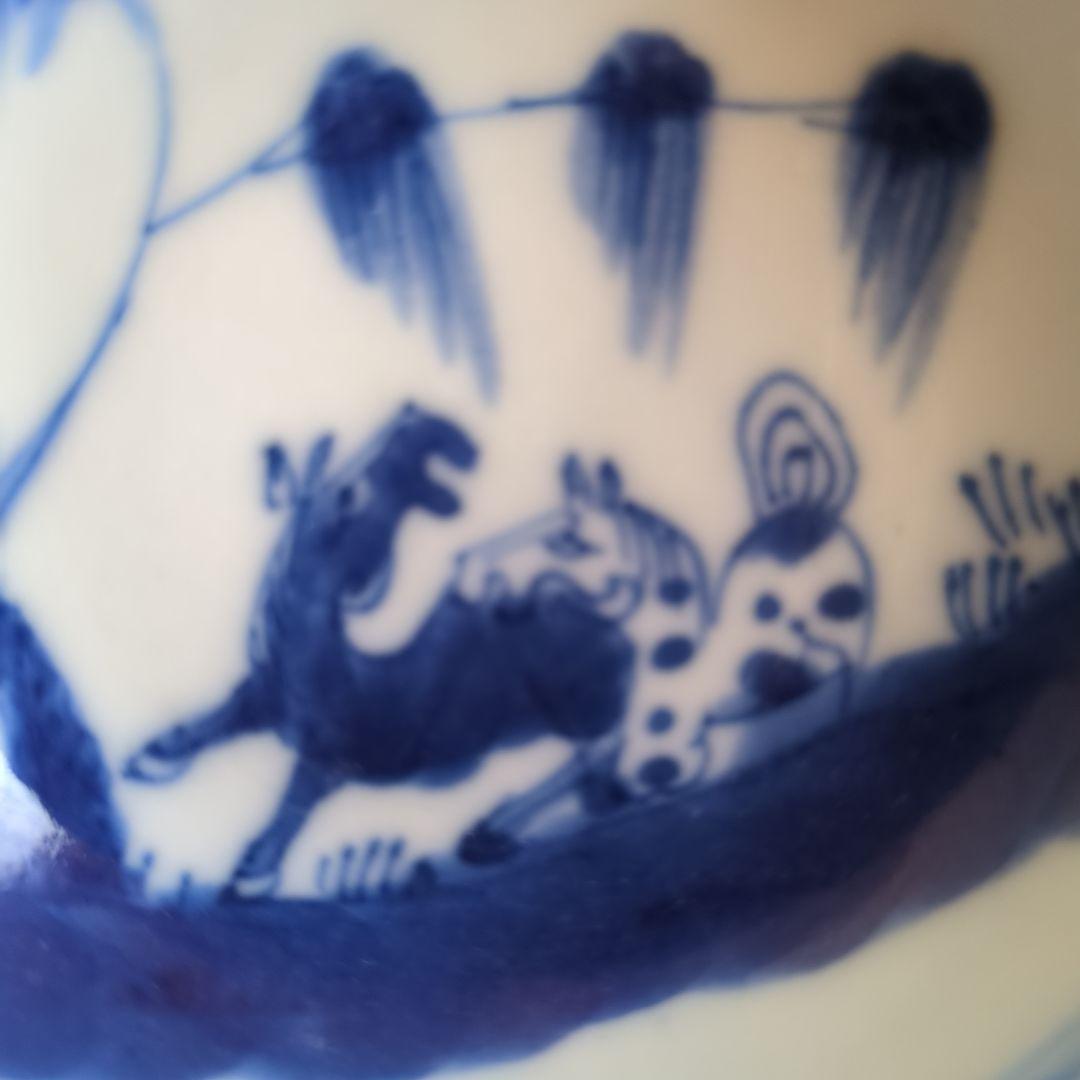 青白磁 動物モチーフ 皿 4枚セット　古染付　馬の絵柄　午年