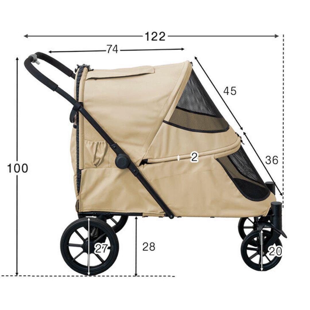 新品未使用　スロープ付きペットカート 大型犬対応 60kg耐荷重　ベージュ