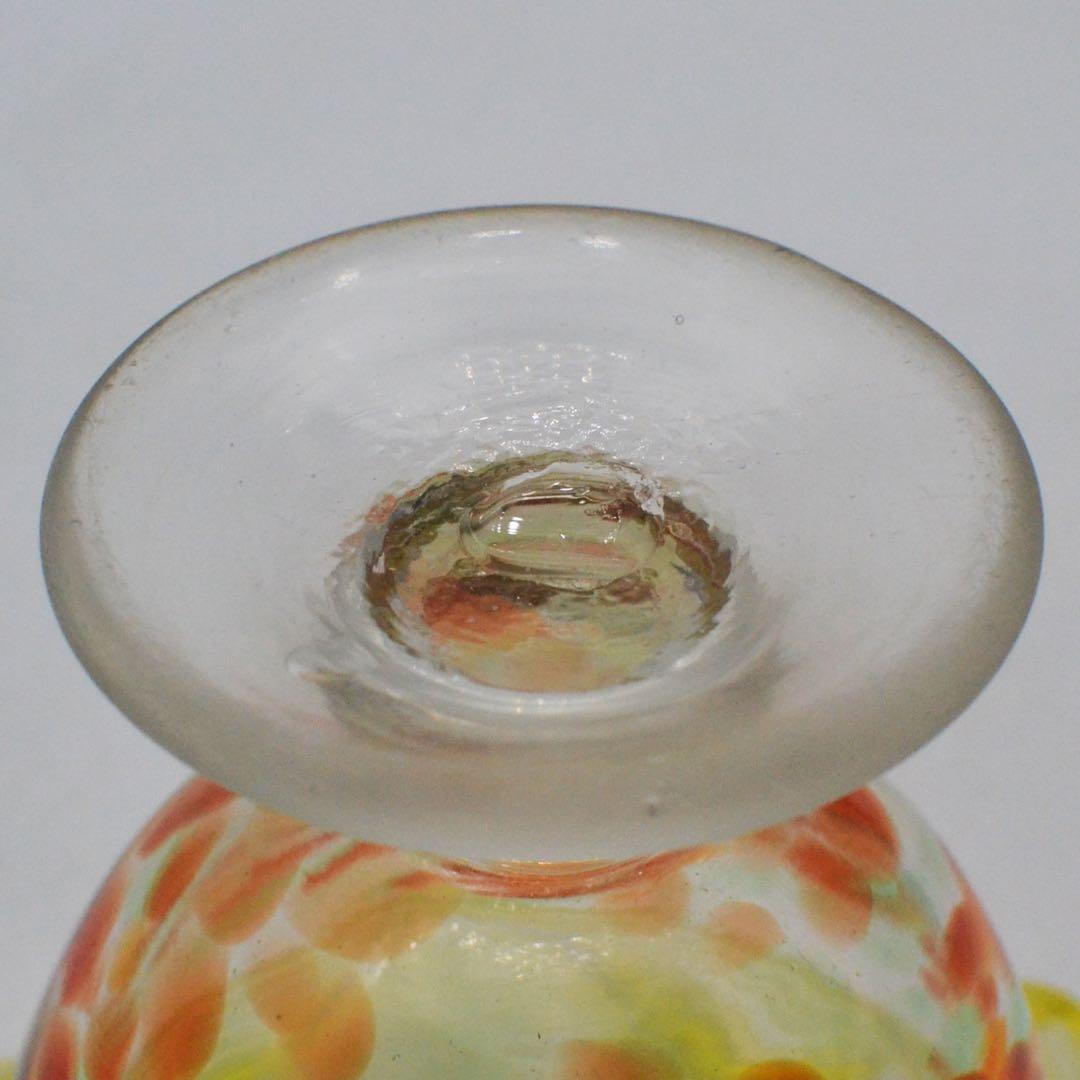 昭和レトロ 氷コップ　糸巻き　花吹雪　吹きガラス