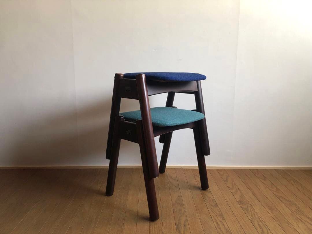 ヴィンテージ WINDS太平 スタッキングスツール2脚セット 飛騨家具 レトロ