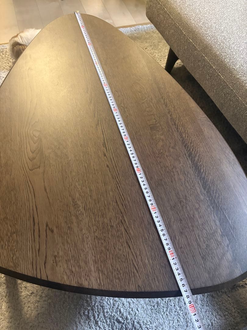 むっしゅ　カリモク　ベージュL字型ソファと同色三角テーブルセット