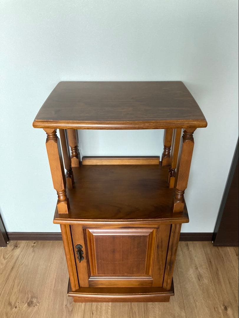 電話台 キャビネット シェルフ 花台 ラック 収納棚 レトロ ヴィンテージ　木製