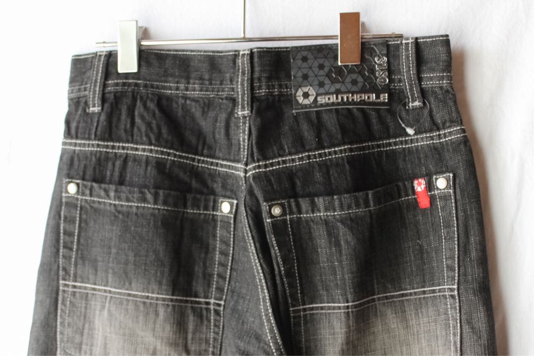 90s SOUTHPOLE ワイドデニム バギーパンツ USA古着 S W29黒