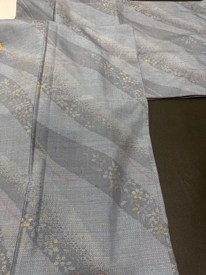 【極美品】重要無形文化財 本場結城紬「結」グレー「極上120亀甲」地機