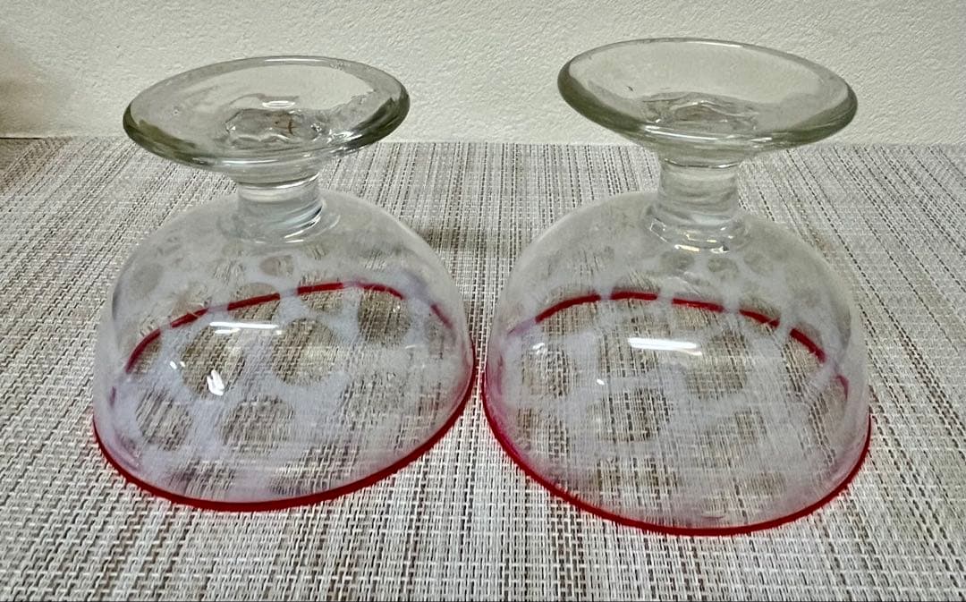 氷コップ 水玉紋様 赤 アンティーク 大正ロマン②