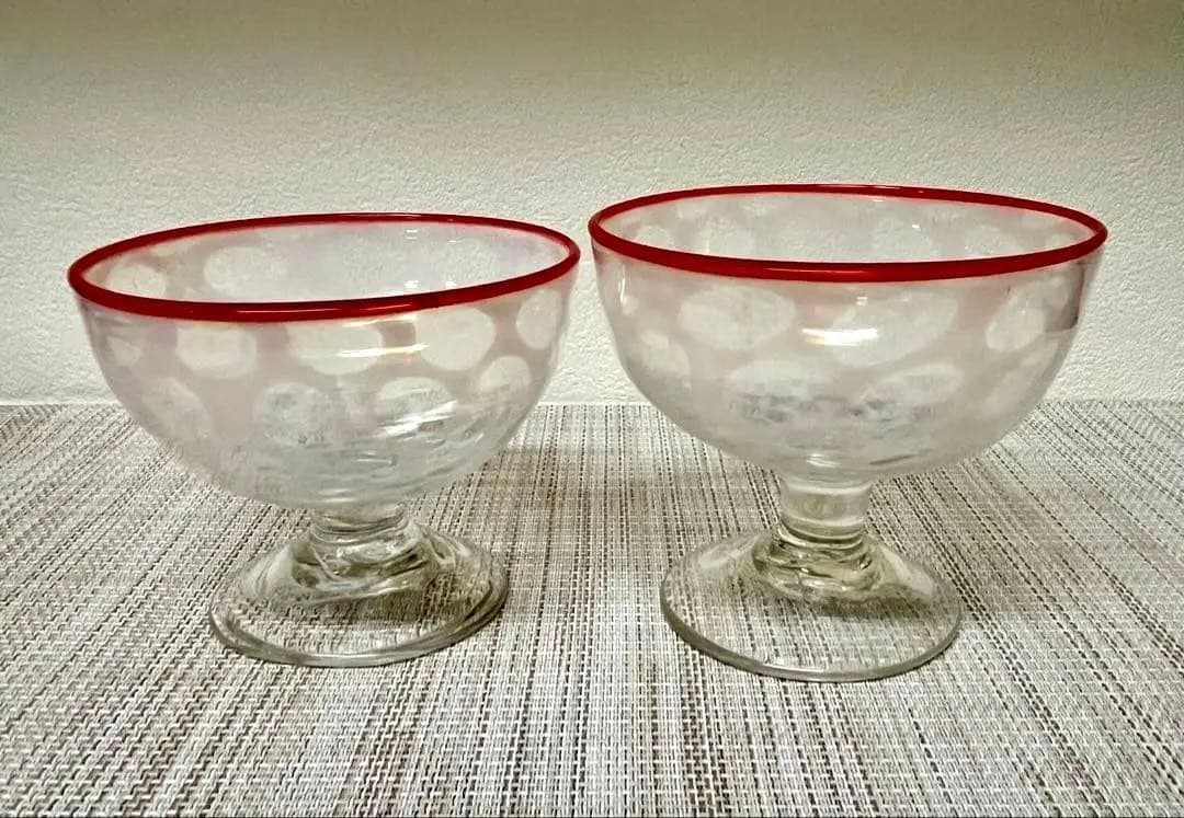 氷コップ 水玉紋様 赤 アンティーク 大正ロマン②