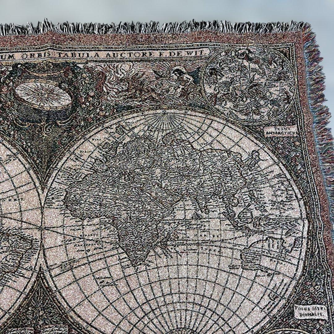 地球　世界地図　マルチカバー　ソファカバー　ヴィンテージラグ　130x178