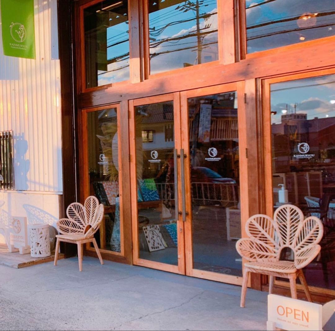 ラタン×チーク フラワーチェア