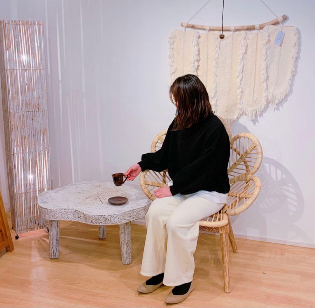 ラタン×チーク フラワーチェア