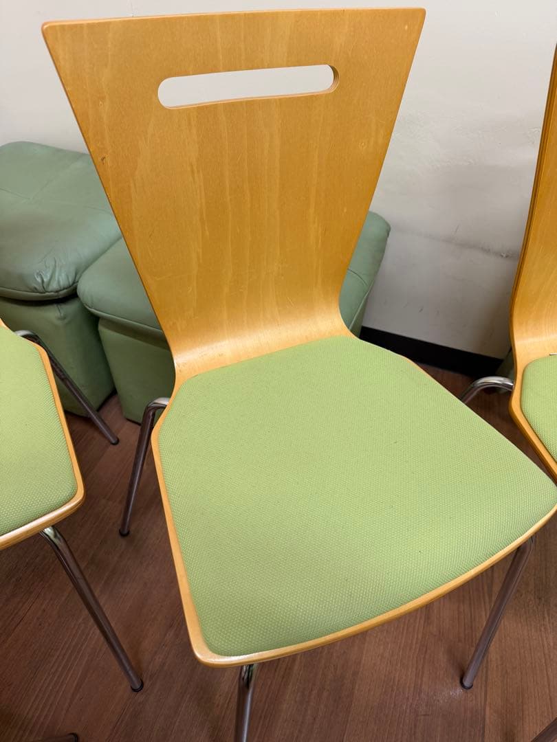 ダイニングチェア 5脚セット ナチュラル・グリーン