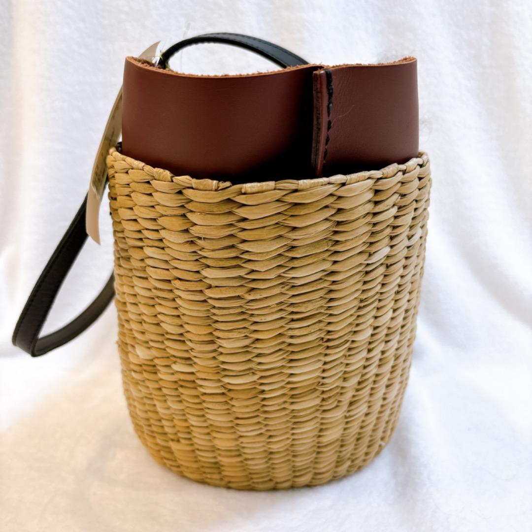 【新品】ikot イコット レザートートバッグかごバッグ2way ファーフラップ