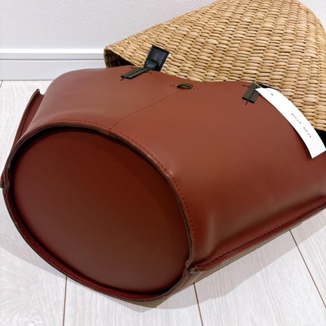 【新品】ikot イコット レザートートバッグかごバッグ2way ファーフラップ