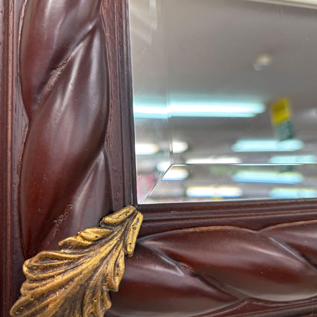 イタリア製 木製ミラー ダークブラウン