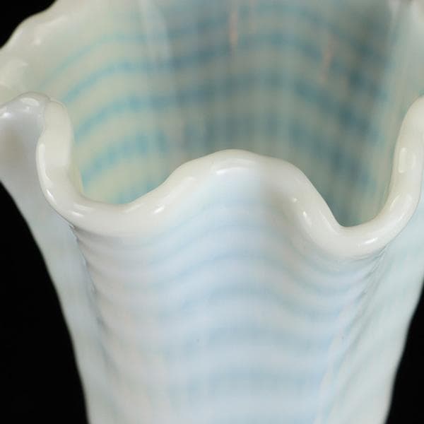 Y1505-5 ヴィンテージ フリント アルバニー ワセリンガラス 花瓶