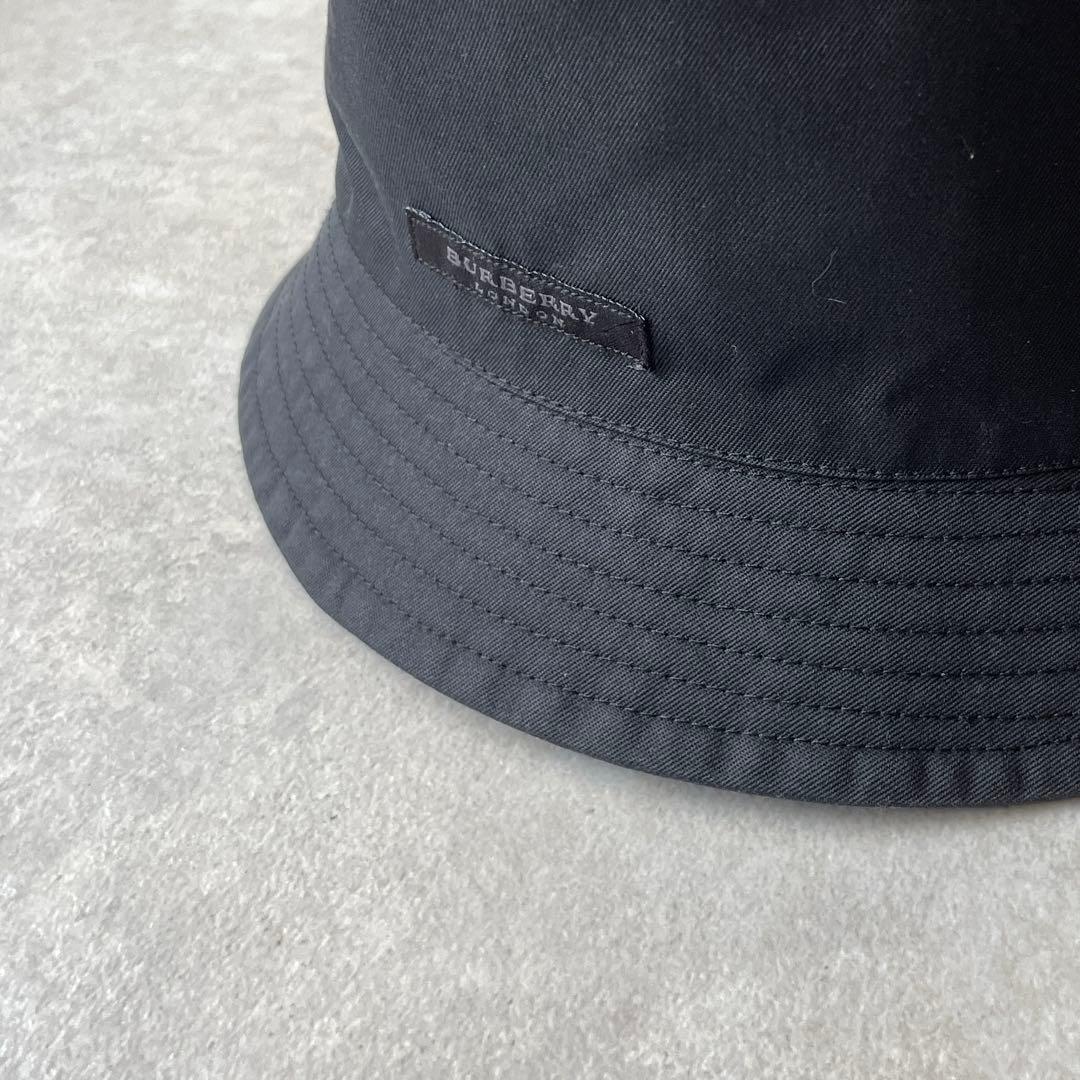 美品 バーバリー リバーシブル ノバチェック ブラック バケットハット