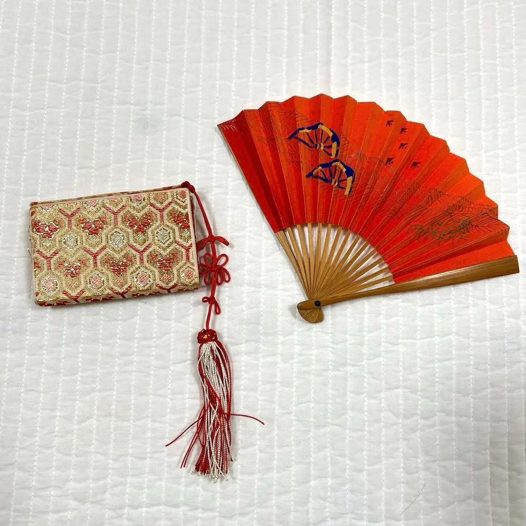 七五三　7歳　着物　作り帯　セット　女の子　7才　アンティーク　赤　四つ身