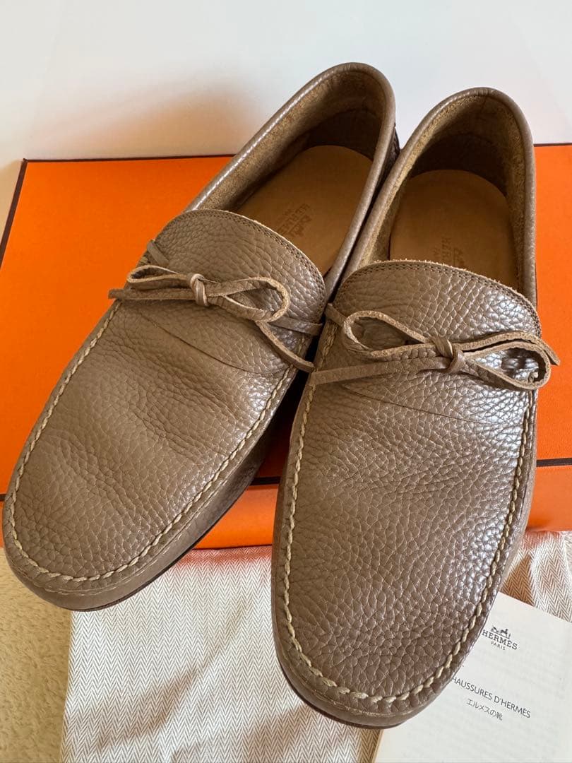 美品 エルメス HERMES シューズ ローファー モカシン カーフレザー 40