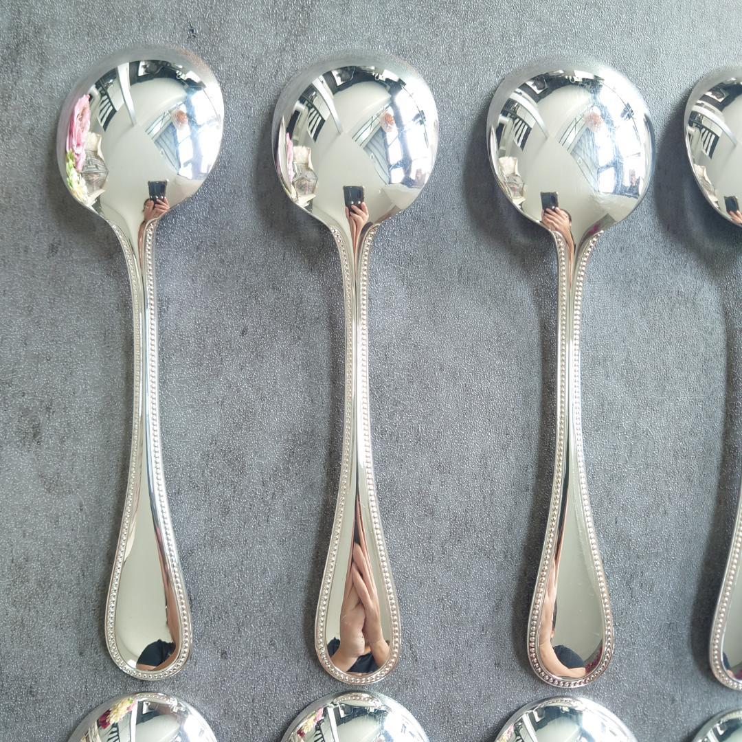 希少 美品 クリストフル パール コンソメスプーン 12点