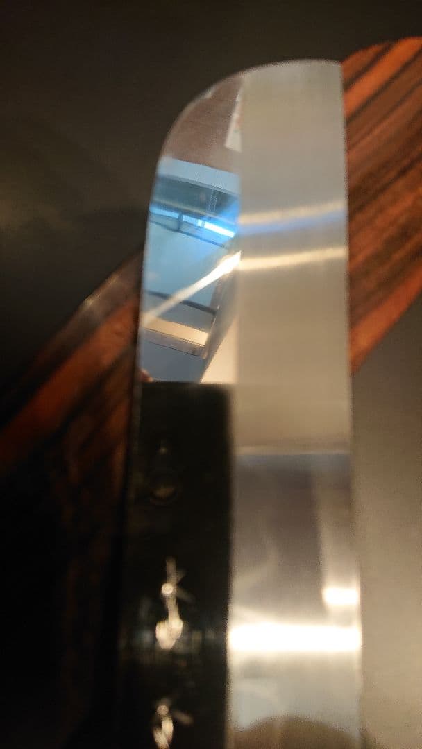 不動国行玄海正国 鎌型薄刃包丁 (本焼 )平鏡面 黒檀八角柄