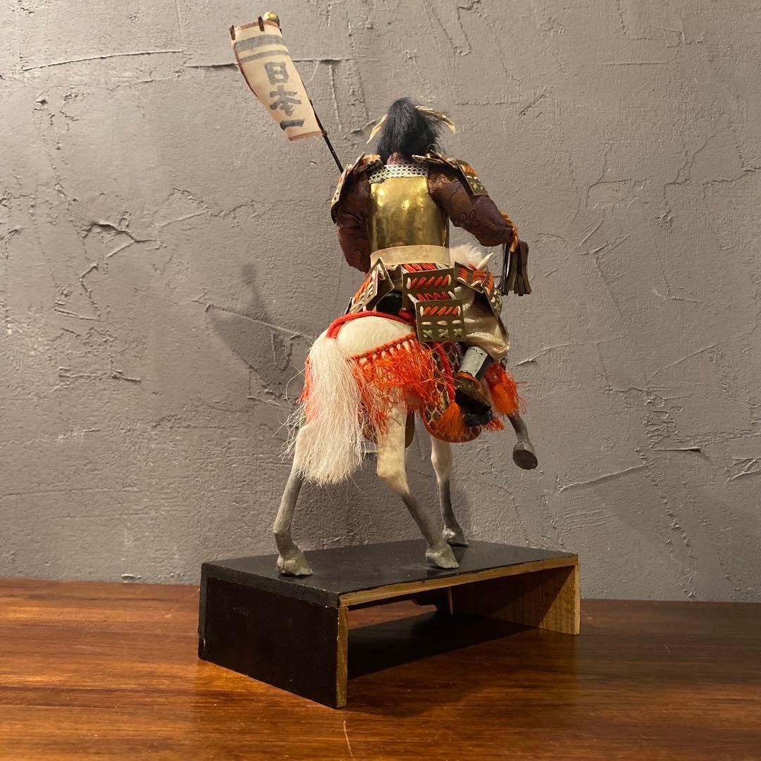 昭和初期 竹製 馬乗桃太郎 人形 共箱付き 骨董品 コレクション 川井一男