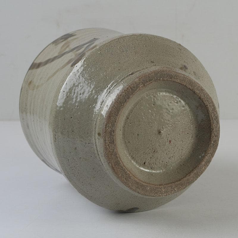 人間国宝　濱田庄司作　鐵絵花瓶　共布共箱　M　R9136H