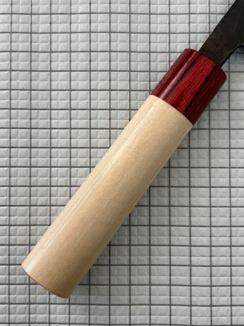 包丁 菜切包丁 菜切 ダマスカス 安来鋼青紙２号 165mm 黒打ち 朴丸柄 ②