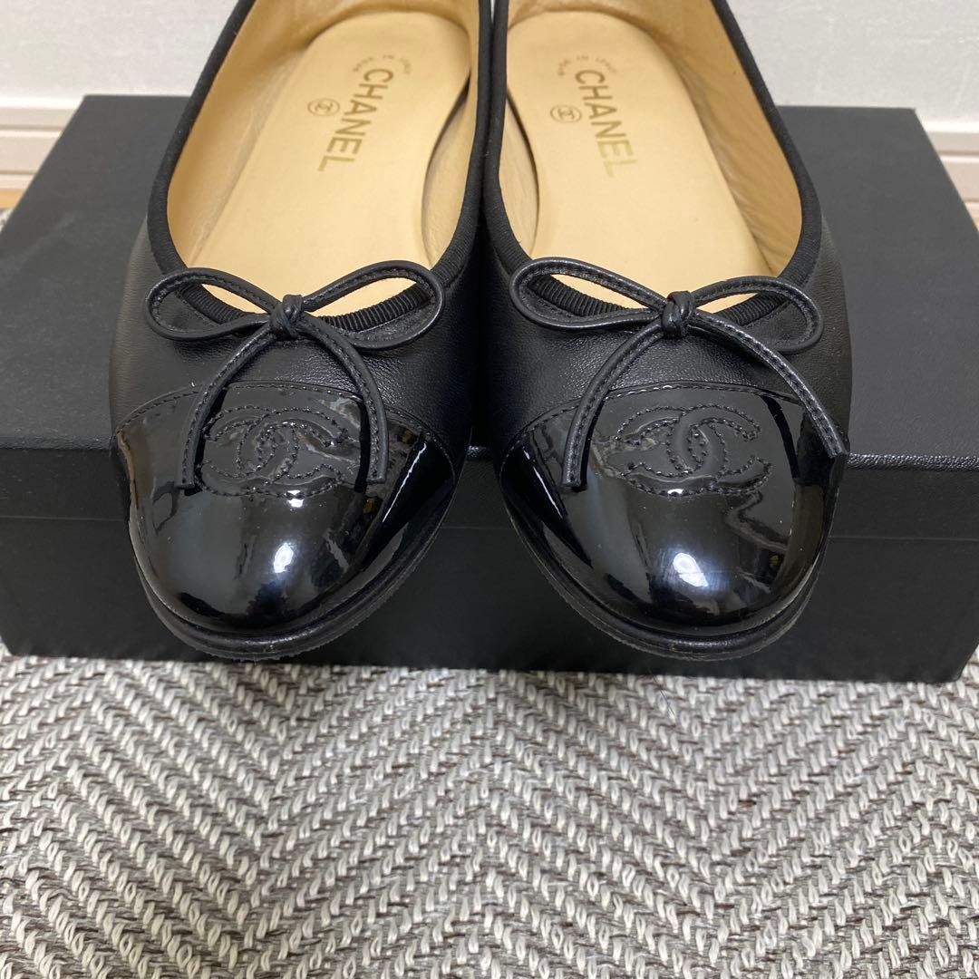【最終お値下げ】CHANEL ブラック バレエシューズ 38.5 箱付き