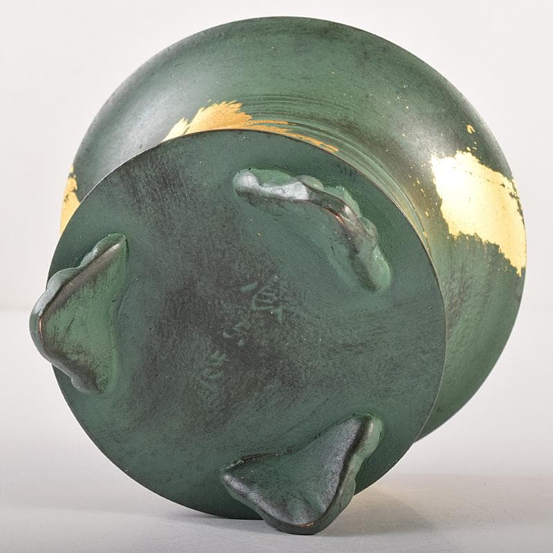 平安　秦蔵六造　塗金銅香炉　「瑞雲」　共箱　D　R7792