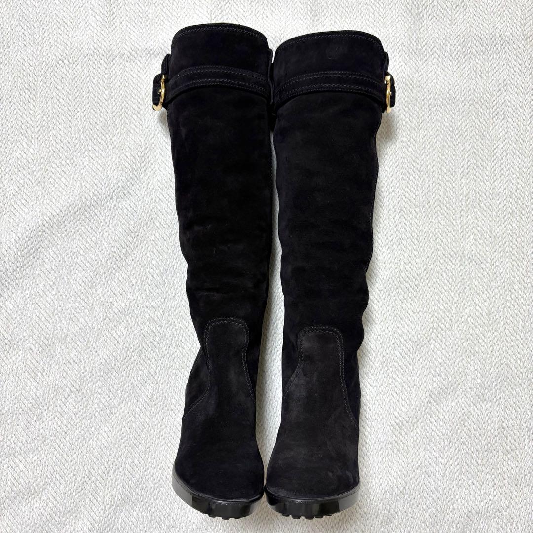 美品 Salvatore Ferragamo ガンチーニ スエード ロングブーツ