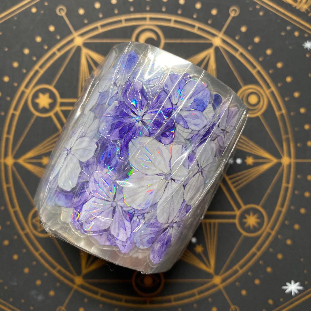 【9486】海外　6m巻　貝殻光カッティングマスキングテープ　お花装飾系