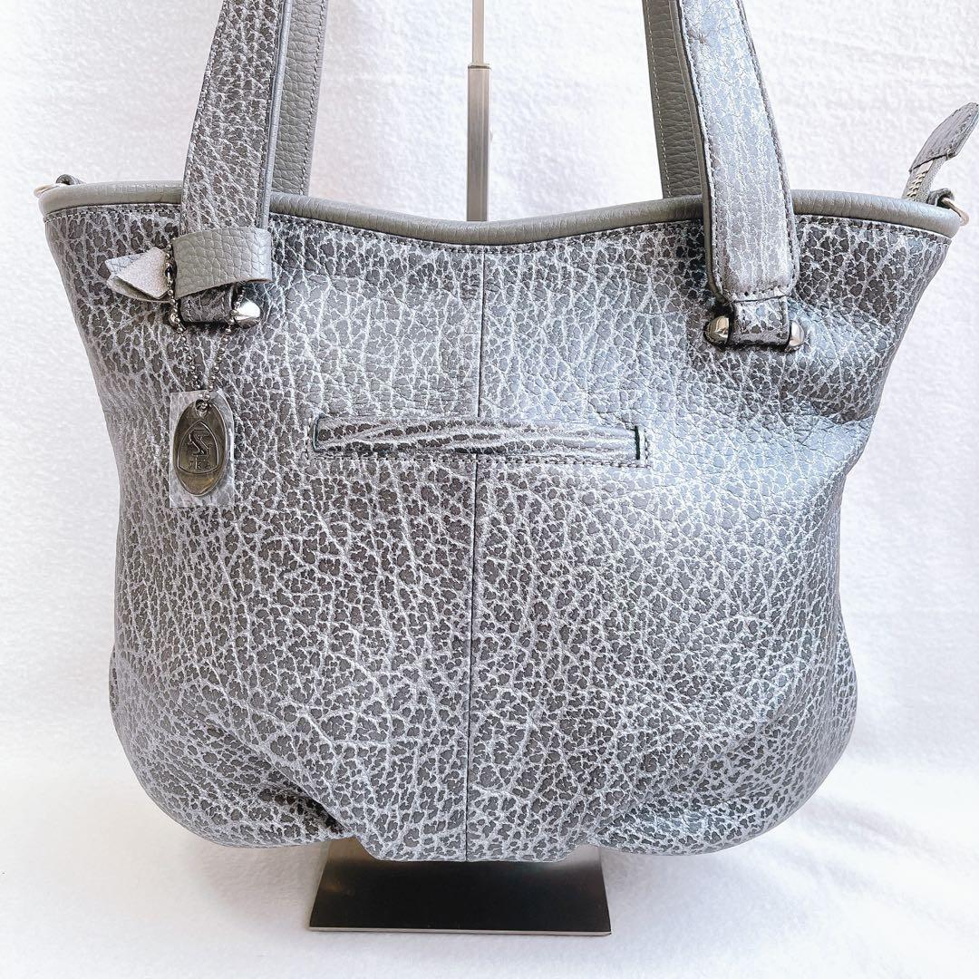 未使用級 希少JRA エレファント ハンド ショルダーバッグ 2way グレー象