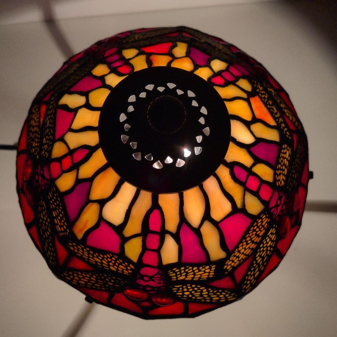 【 アンティーク 】 ステンドグラス／テーブルライト／トンボ／立体ガラス