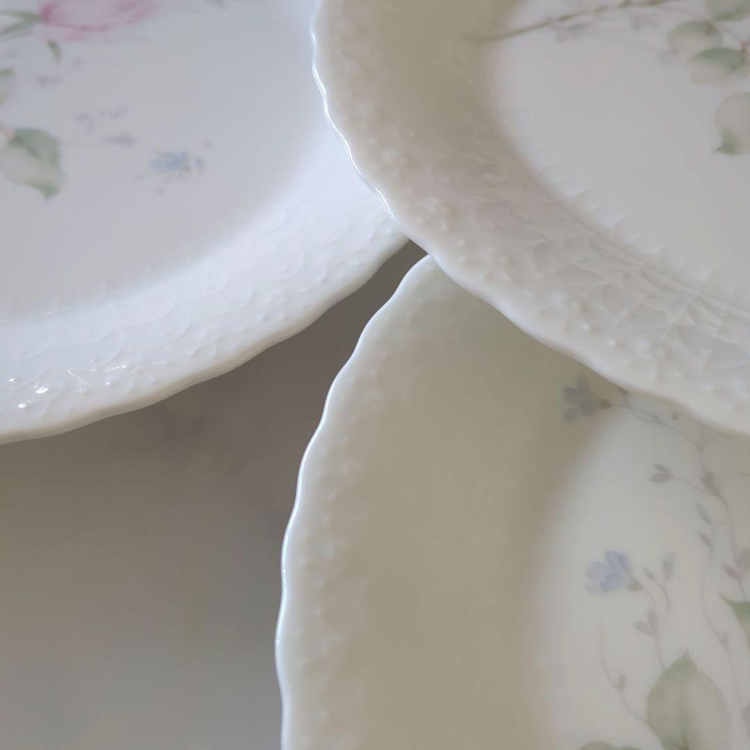 ナルミ　シルキーホワイト　エイプリルローズ　ディナープレート皿　27cm 5枚