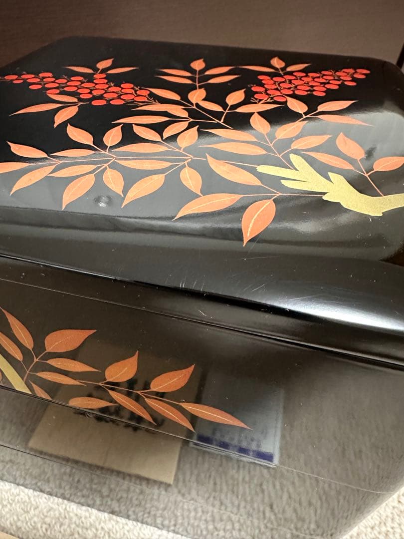 お正月 重箱(3段)セット 漆器 天然木 会津塗 南天 無垢材