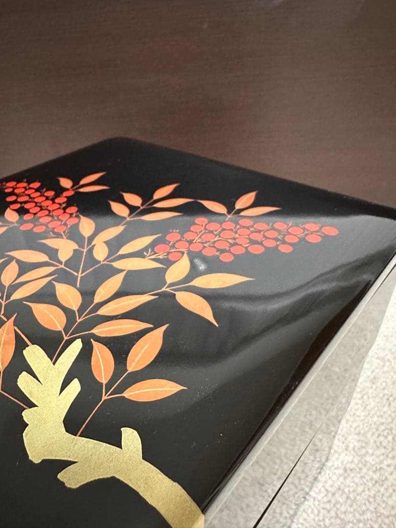 お正月 重箱(3段)セット 漆器 天然木 会津塗 南天 無垢材